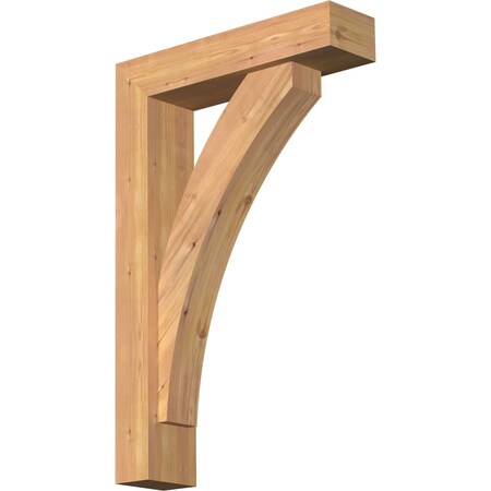 Ekena Millwork Thorton Block Smooth Bracket w/ Offset Brace, Western Red Cedar, 5 1/2"W x 22"D x 34"H BKT0604X22X34THR05SWR